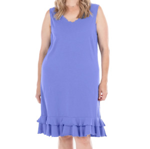FRESH PRODUCE 3X Peri BLUE SUNRISE Slub Cotton Flounce V Neck Dress $68 NWT New