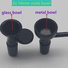Mixed Style 2x 14mm Glass Snowflake Screen Slide Bowl Male for Water Pipe Bong