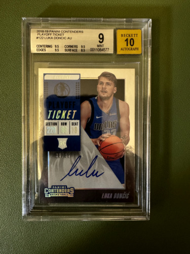 New Listing2018-19 Luka Doncic Rookie RC #/65 - Panini Contenders Auto Playoff Ticket BGS 9