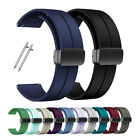 Men's Magnetic Folding Buckle Silicone Rubber Watch Strap Band 20mm 22mm