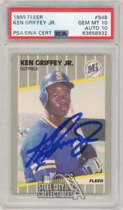 Ken Griffey Jr 1989 Fleer Autograph Rookie Card #548 PSA 10 PSA/DNA 10