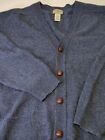 Vintage L L Bean 100% Lambswool Mens Cardigan Sweater L Tall Color Blue Dad core
