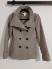 H&M Pea Coat Jacket Women's Beige Double Breasted Size 4 Winter Lined