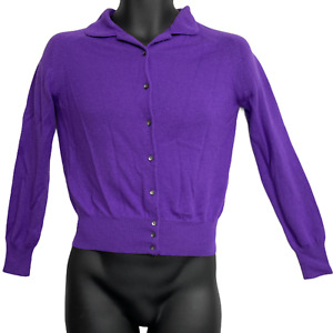 Ann Taylor LOFT Cardigan Sweater Women Size S Purple Wool Cashmere Blend FLAW