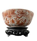Antique Chinese Porcelain Bowl Orange Fitzhugh Iron Red Birds