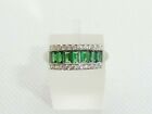 3Ct Emerald Lab-Created Green Emerald Diamond Wedding Ring 14k White Gold Plated