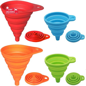 Kitchen Funnel Set 4 Pack, Small and Large, Kitchen Gadgets Accessories Foldable