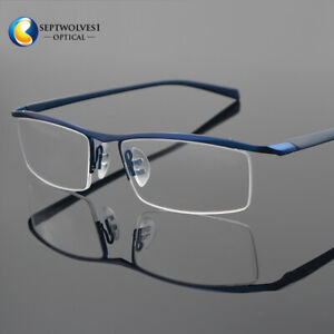 Men's Half Rimless Titanium Eyeglass Frame Spectacles Glasses Optical Eyewear Rx