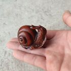 Chinese Wood Carved Home Decor Snail Sculpture Statue Gift Child Tiny Adorable
