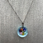 MuranoGlass Handcrafted Lovely Millefiori Pendant Necklace & 925 Sterling Silver