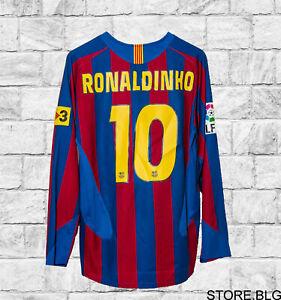 Ronaldinho #10 Fc Barcelona Chompions League 2005/2006 long sleeve Jersey (S)