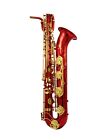 Eastern music Red lacquer gold key Baritone Saxophone with dragon engravings