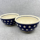 boleslawiec polish handmade pottery bowl star on field of blue set of 2