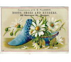 AL-082 MA Boston S.B. Plummer Boots Shoes Rubbers Victorian Trade Card Blue Shoe