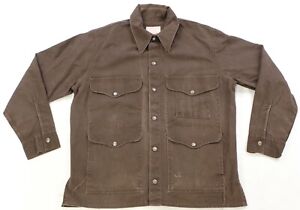 Rare VTG C.C. FILSON Genuine Garment Button Front Denim Jean Jacket 90s Brown L