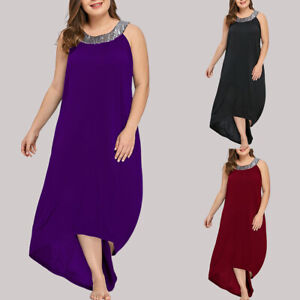Plus Size Women Sequins Midi Dress Evening Party Cocktail Prom Sundress Gown US