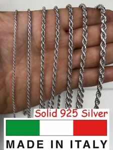 Men's Women's Real Solid 925 Sterling Silver Rope Chain 1.5-5mm 16