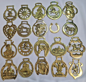 Brass Horse Medallion Lot of 20 Vintage Horseshoe Wheel Ship Heart Windmill Lion
