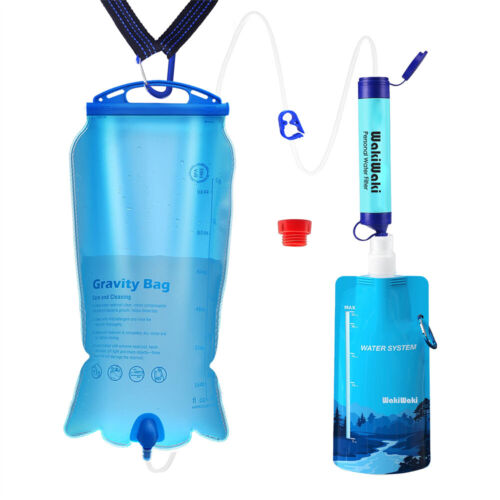 Gravity Water Filter Straw W/3L Gravity-Fed Water Bag|Collapsible Water Bottles
