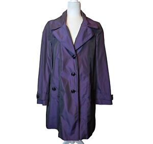 Burberry London Trench Coat Rain Jacket Purple Iridescent Women's 10 Button