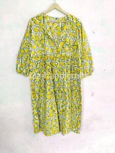 Hand Block Printed dress| Summer Dress| Cotton Dress| Floral print| Handmade