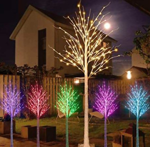 6Ft Lighted Birch Tree for Christmas Decor, 18 Colors Birch Tree with 120 LED Li