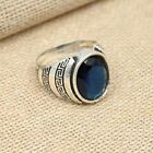 Indian Blue sapphire Ring Solid 925 Sterling Silver Men's Ring All Size R171