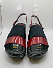 Dansko Black Crimson Red Slingback Wedge Heel Leather Sandals Women US Size 6