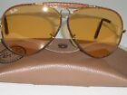 VINTAGE B&L RAY-BAN ALL-WEATHER AMBERMATIC LEATHERS SHOOTING AVIATOR SUNGLASSES