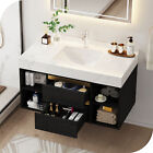 2 Drawers Wall Mounted Floating Cabinet  Bathroom Vanity Cabinet w/ Ceramic Sink