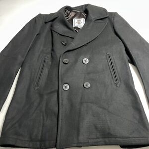 Sterlingwear Authentic Navy Peacoat Mens 44 Wool USA Black Anchor Collection M21