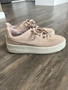 Nike Women's Air Force 1 AF1 PLTAFORM Shoes - Pink Oxford Suede - Size 9