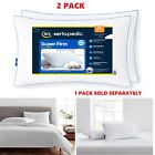 1-2 Pack Sertapedic Super Firm Bed Pillow, Standard/Queen and King Size - White