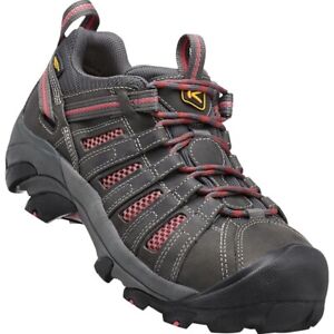 KEEN Utility Flint Steel Toe Work Hiking Shoes Womens Size 9.5 Gray Rose 1014598