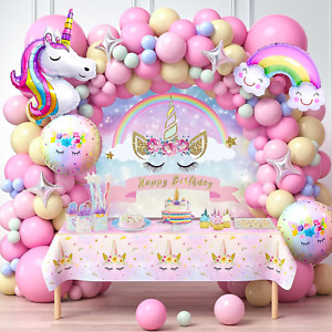142Pcs Pink Unicorn Party Decorations Birthday Supplies for Girls, Unicorn Ballo