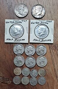 New ListingEstate Find Mixed Lot Silver Coins 1950's-1960's Half's, Dimes, Quarters (H3)