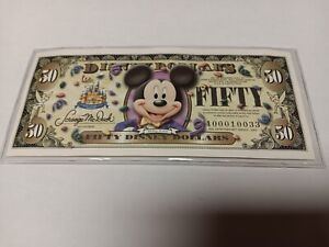 RARE Disney Dollar $50 Fifty A Series 50th ANNIVERSARY Mickey 2005 UNCIRCULATED