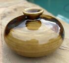 Studio Pottery Bud Flower Vase Brown Beige Greem  Signed RA Round Small Vintage