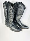 Justin mens Black London Calf Western Cowboy Boots Size 11 D Model 1409