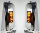 Pair Heated Lighted Stainless Mirrors Amber LED 7x16 For Peterbilt KW West Coast