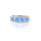 Women's 925 Sterling Silver Created Blue Opal Band Ring Sizes 6-9 Gift