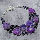 Purple Titanium Druzy Amethyst Gemstone Silver Plated Jewelry Necklace 18