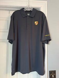 Cutter & Buck Porsche Golf Polo Shirt Mens Gray CB DryTec, Sz XL/TG