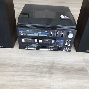 Vintage SANYO Stereo System GXT-140H Turn Table Cassette Radio W/ Speakers