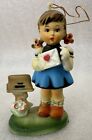 Vintage Girl Valentine Letter Heart Mailbox Plastic Figurine 4 1/4
