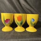 Vintage Egg Cup Japan Ceramic Yellow Tulips 2.5