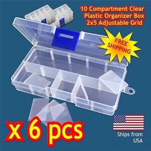 6 pcs - Clear Jewelry Box Bead Storage Craft Container Earrings Organizer