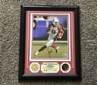 Signed Larry Fitzgerald framed and matted 8x10 with two medallions