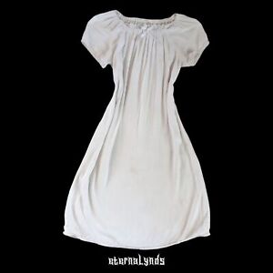 Vintage Babydoll Mini Dress Women's XS/S White Puff Sleeve Milkmaid Bow Slip