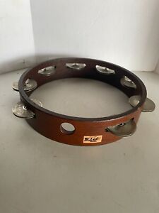 Vintage Remo PTS Tambourine Brown Wooden Made In USA